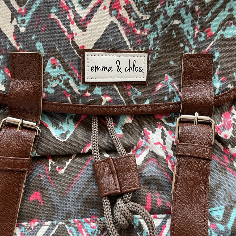 NWT Emma & Chloe Chevron Multicolor Backpack - Picture 5 of 10